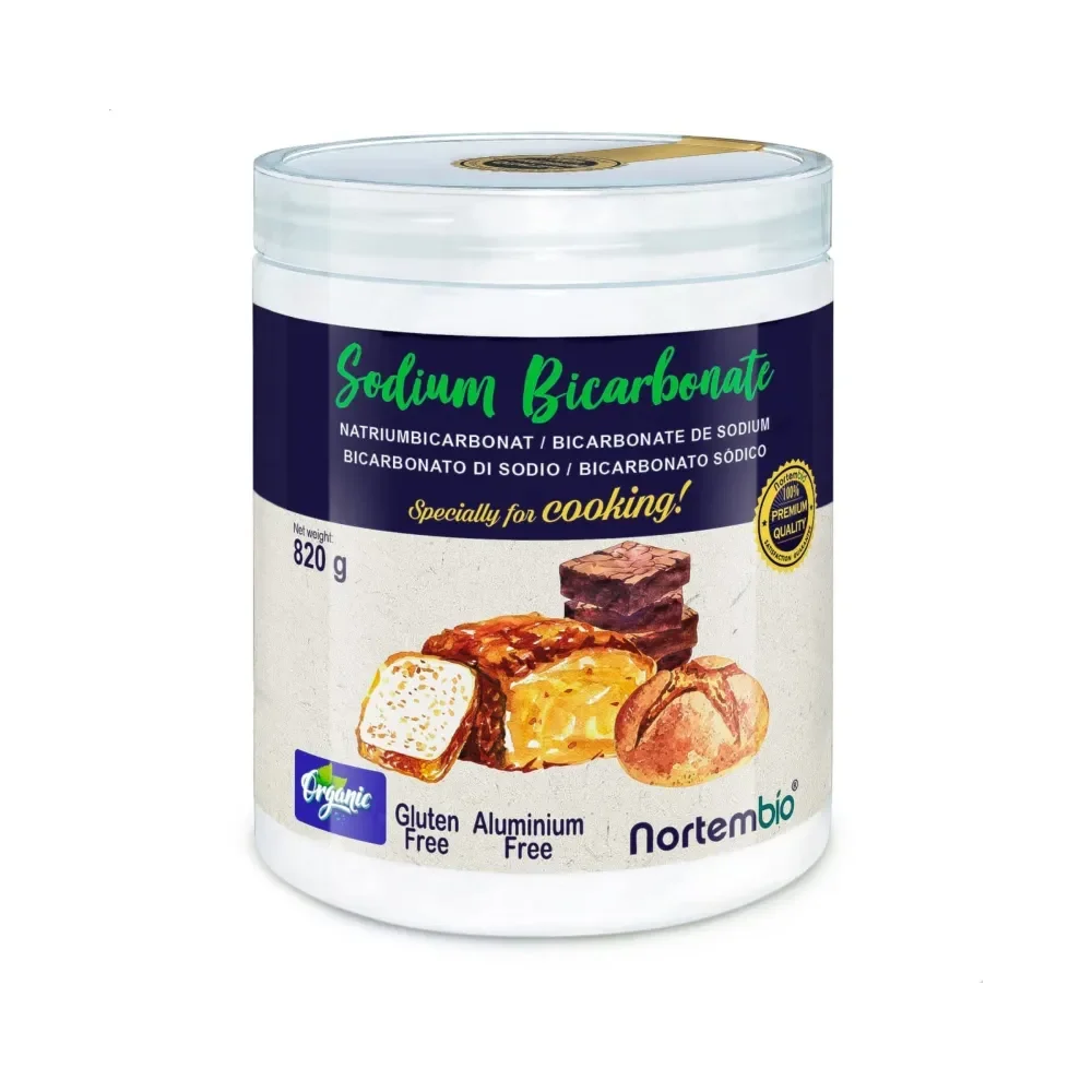 NORTEMBIO Bicarbonato de Sodio Alimenticio Ecológico 100% Natural 820g | Cocina y Repostería | Apto para Veganos, Celíacos y Vegetarianos | E-Book Incluido | Sin aluminio
