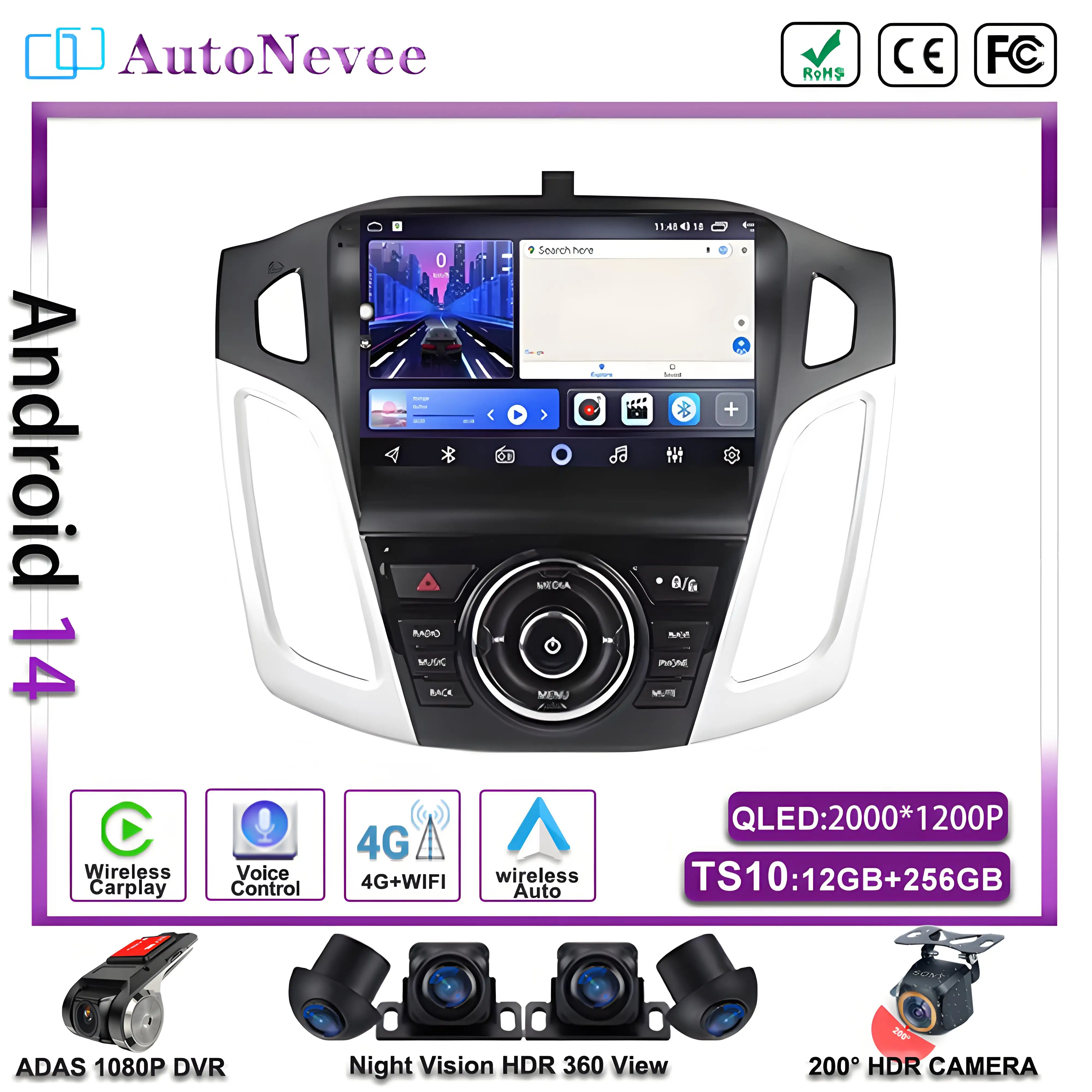 

Android 14 Car Player Stereo For Ford Focus 3 Mk 3 2011 2012 -2015 Multimedia GPS Navigation Auto Radio Carplay DVD Head Unit