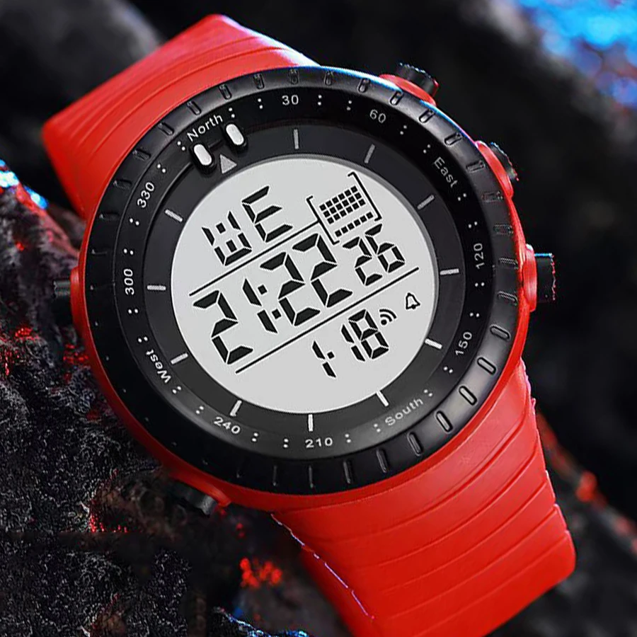 Men's Sports Watch Outdoor Multifunctional Waterproof Shock Resistant Large Dial Luminous LED Digital Watch For Man Student Kids