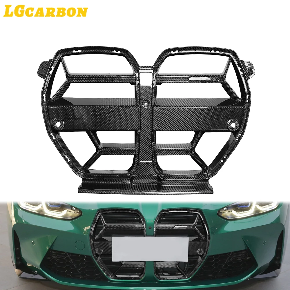 LGcarbon For BMW M3 G80 M4 G82 Car Accessories CSL Style Carbon Fiber Front Bumper Grille Mesh Cover Outer Frame Cover