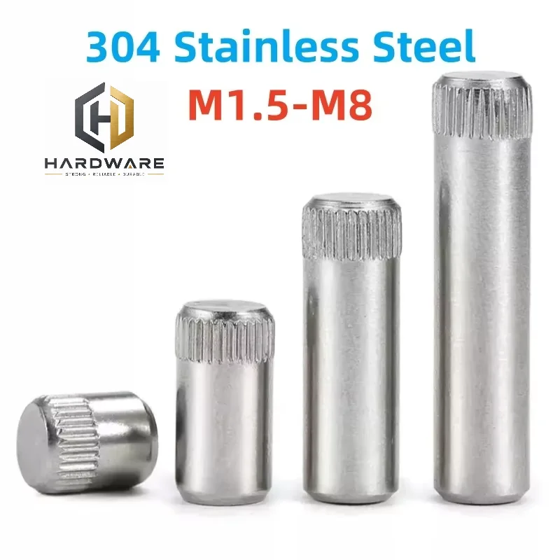 M1.5 M2 M2.5 M3 M4 M5 M6 M8 304 Stainless Steel Knurled Pin Shaft Pin Parallel Dowel Toy Conecting Rod Lock Hinge Pin