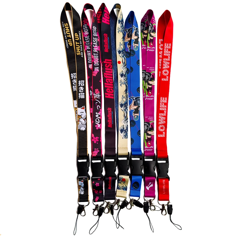 

2 in 1 Lanyard Keychain Nylon JDM Style Phone Pendant Performance Gift Aesthetic Keychains Auto Motorcycle Accessories for Man