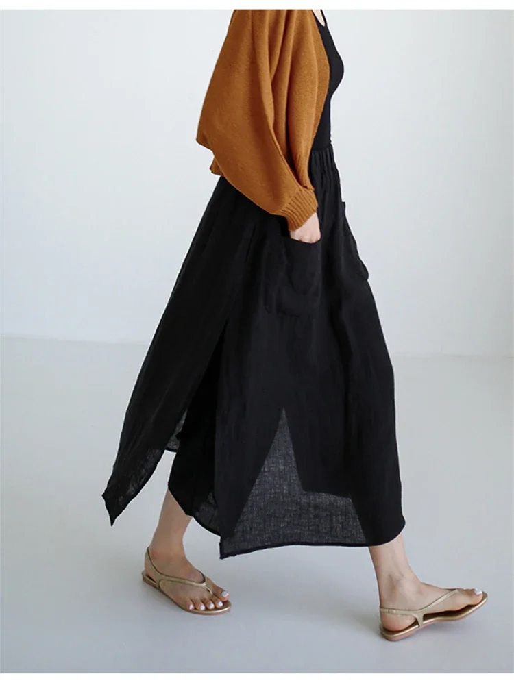 2024 Summer Women Wide Leg Pants Female Loose Womens Trousers Oversize Maxi Linen Harem Pant High Waist Cotton