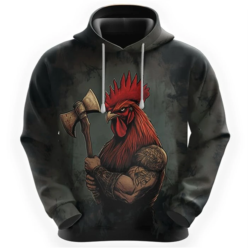 

Funny Chicken Graphic Sweatshirts Casual Boy Pullovers Cartoon Rooster Hoodies For Men Clothes Hilarious Animal Hoodie Kids Tops