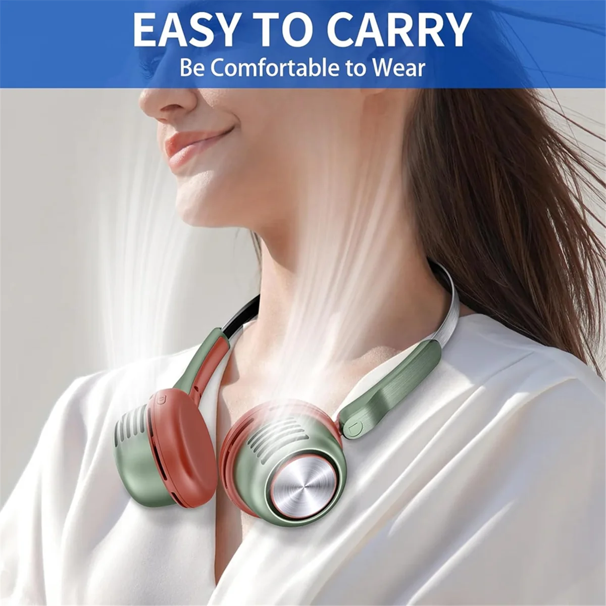 

Cooling Fan Portable Neck Fan,Bladeless Fan,USB Rechargeable Wearable Cooling Personal Fan,5 Speeds Adjustable