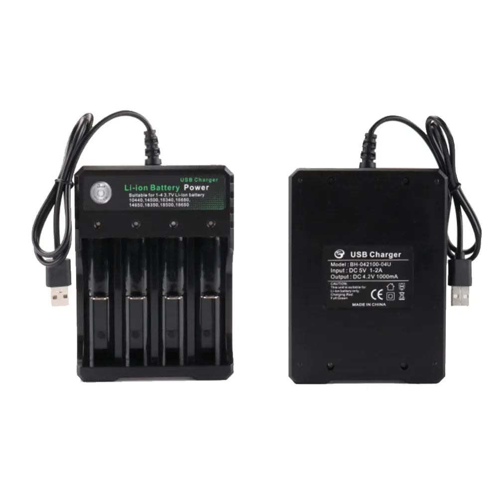 

4 Slots 18650 Charger 3.7V Li-ion Battery Smart Charger Independent Charging for 10440 14500 16340 16650 14650 18350 18500 18650