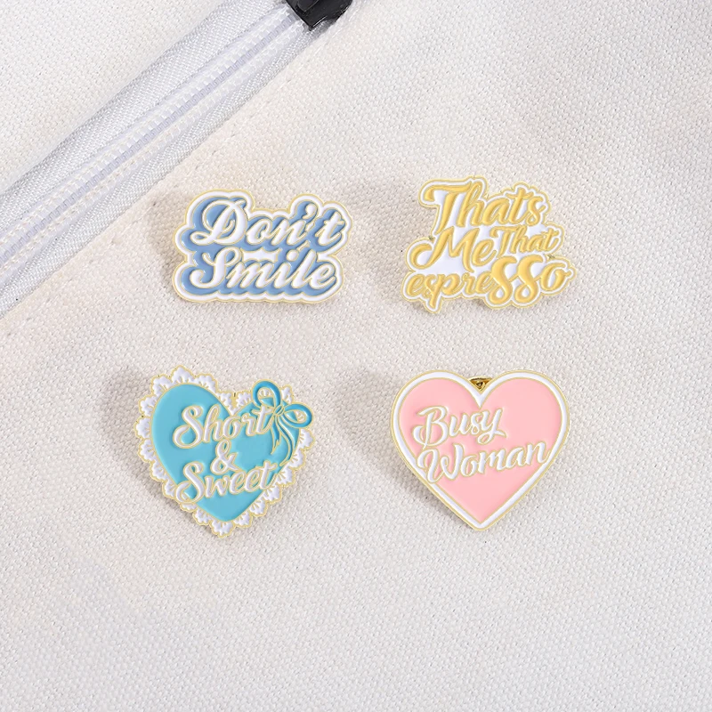 

Short And Sweet Enamel Pins Pop Music Singer Don't Smile Heart Shape Badges Bag Lapel Brooches Fashion Jewelry Gift For Friends