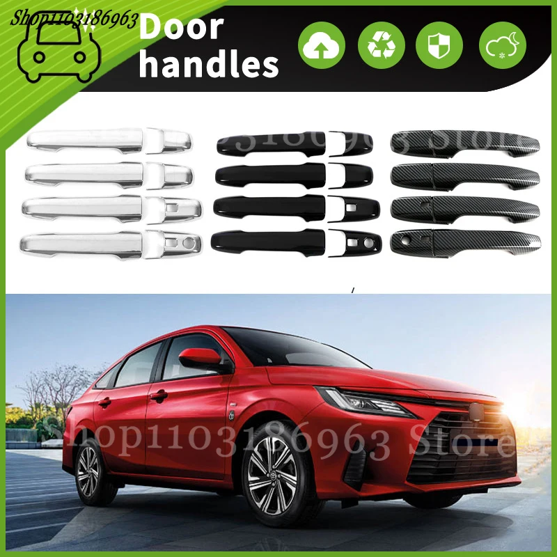 

For TOYOTA Vios 2023-2024 Gloss Black Chrome Car Door Handle Cover Trim Styling Accessories Car Stickers Auto Accessories