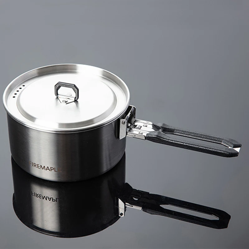 

Fire Maple Cooking Set Stainless Steel Pot Foldable Handle Outdoor Travel Picnic Camping Cookware Pot 0.8 L Bowl 350ml