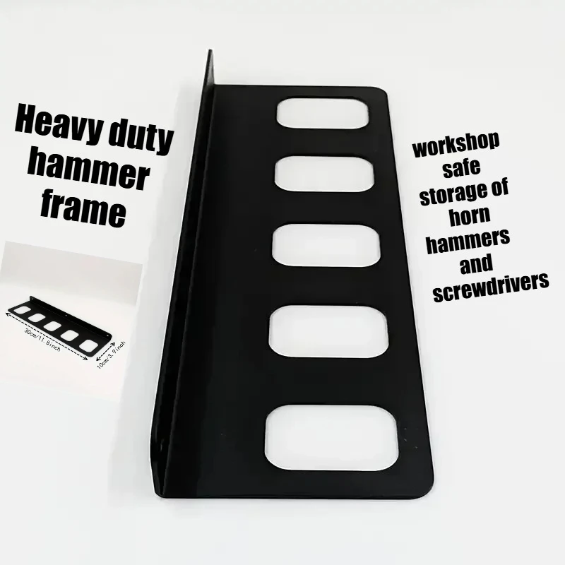 Marco de martillo resistente - Organizador de herramientas de pared para garaje, taller - almacenamiento seguro de martillos de bocina y destornilladores