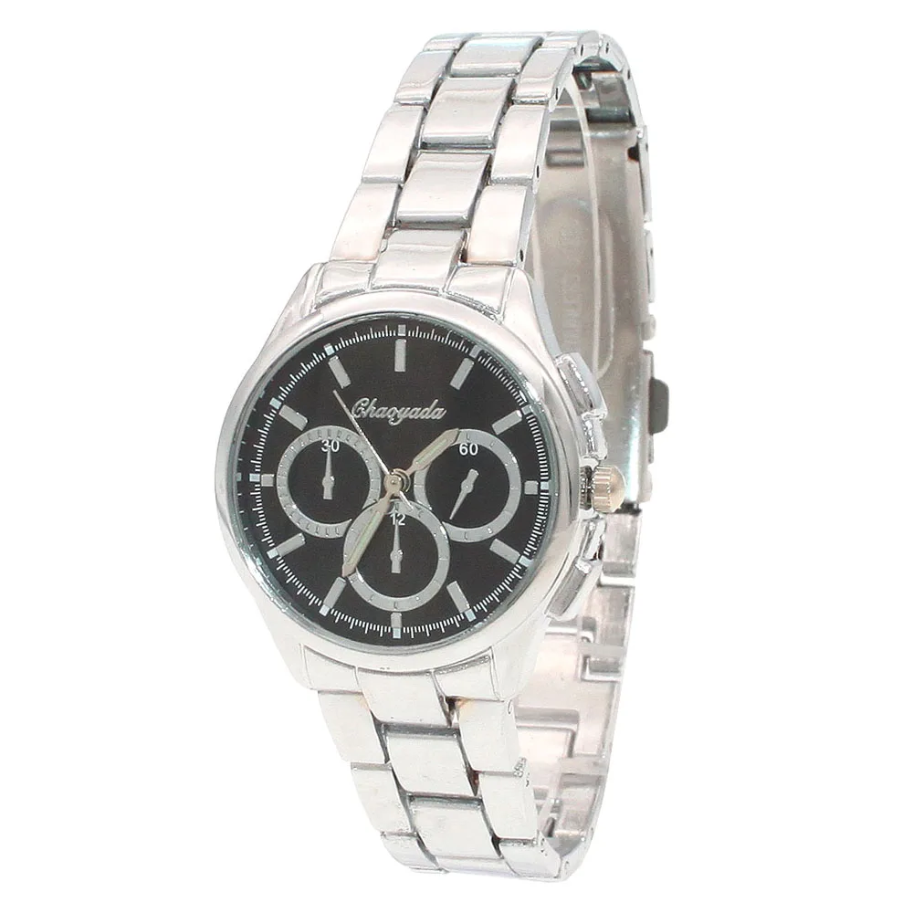 New Fashion Faux Chronograph Plated Classic Quartz Ladies Watch Women Crystals Wristwatches Relogio Feminino NG52 Gifts