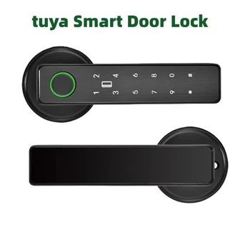 Tuya APP Control remoto Wifi cerradura de puerta inteligente electrónica con cámara biométrica huella dactilar tarjeta inteligente contraseña desbloqueo de llave