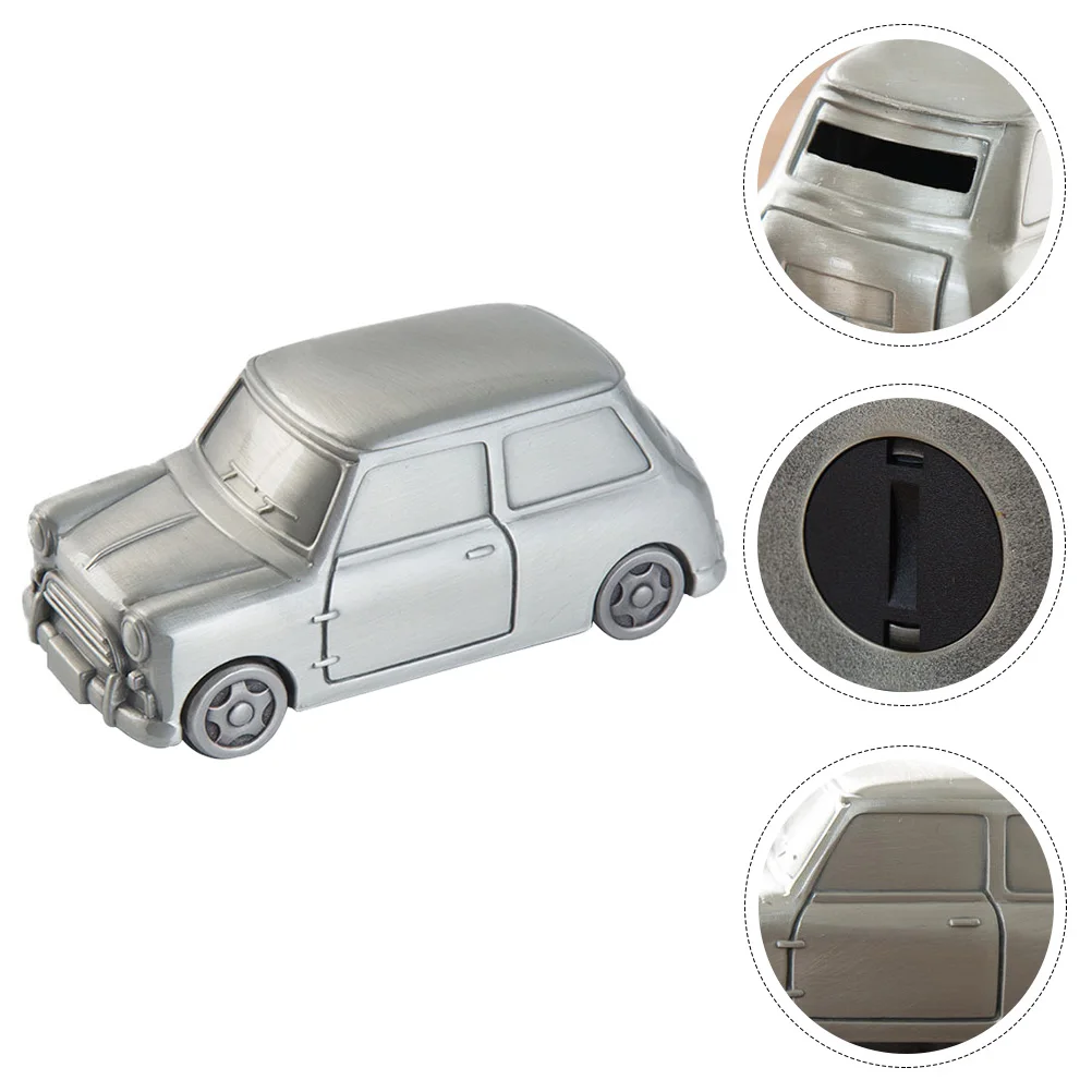 

Zinc Alloy Piggy Bank Money Safe Clear with Jar Kids Car Children Coin Decorations