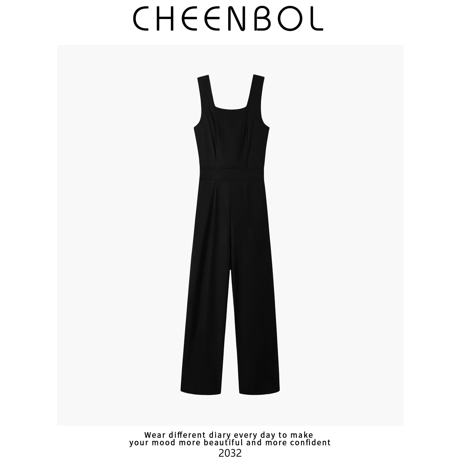 Nieuwe 2032 dames faionable losse wijde pijpen jumpsuit casual rechte broek hoge taille ritssluiting lange broek