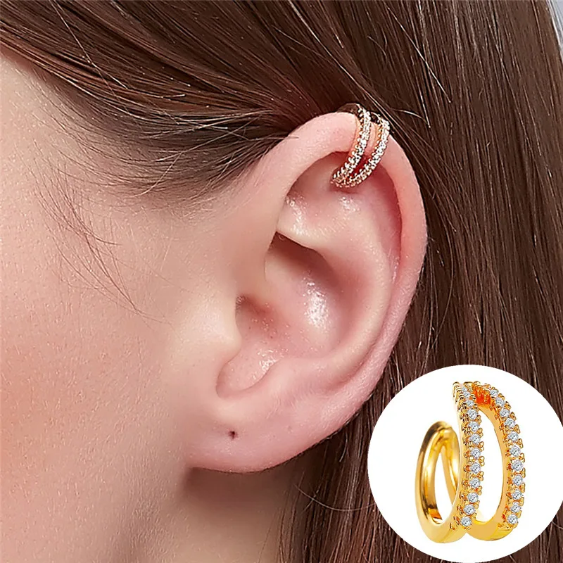 1PC Rhinestone Ear Cuff Ear Clip for Women No Pierced C Shape Geometric Small Earcuff Ear Wrap Earcuff Clips Jewelry Gift
