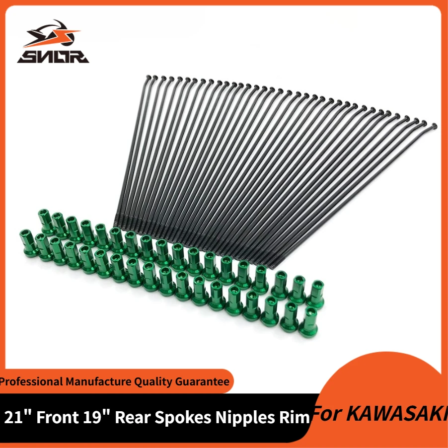 

For KAWASAKI Motorcycle 21" Front 19" Rear Spokes Nipples Black Electrophoresis Treatment Wheel Rim KX125 KX250 KX250F KX450F KX