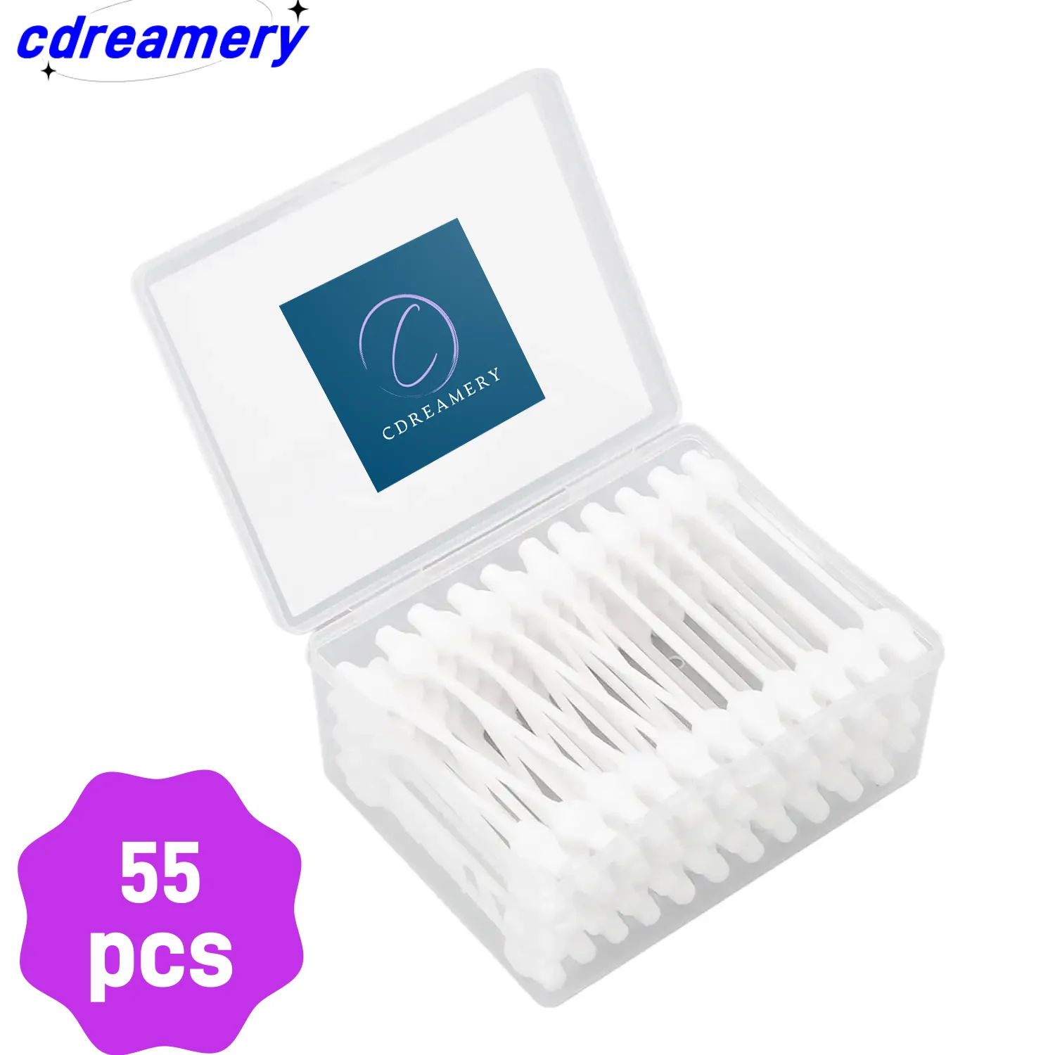 

CDY 55pcsboxDouble Cotton Swabs for Cleaning Makeup, Organic Pointed Cotton Buds, Paper Swabs for Pets and Cosmetics