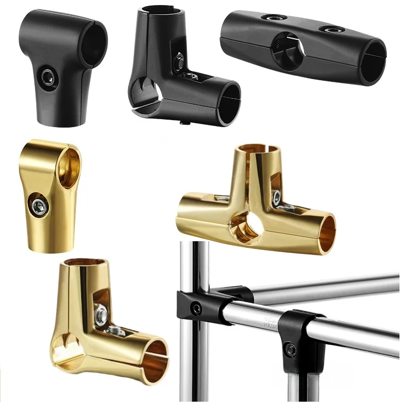 Black Golden OD 25mm Aluminum Alloy Round Tube Pipe Joint Connector Fixed Parts Landing Airing Rack Single Rod Round Pipe Joint