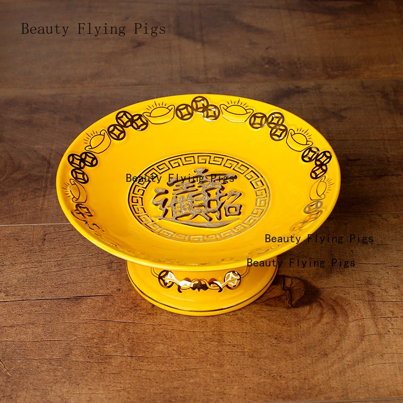 1pc Buddha Front Tribute Tray, Fruit Tray, Temple Sacrificial Tribute Plate,Buddhist Implement, Home Decoration, 6/7 Inches
