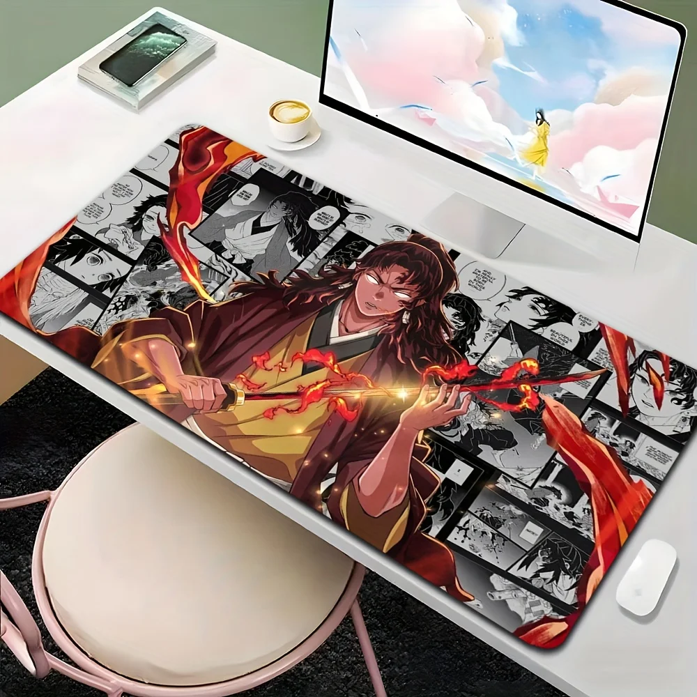 

Резиновый противоскользящий коврик для мыши с эстетическим японским аниме «D-Emon Slayer», доступен в различных размерах: 30X60 см, 30X70 см, 30