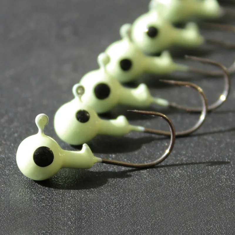 Jig Head rojo y amarillo – Cabeza plomada brillante para vinilo - imagen 2