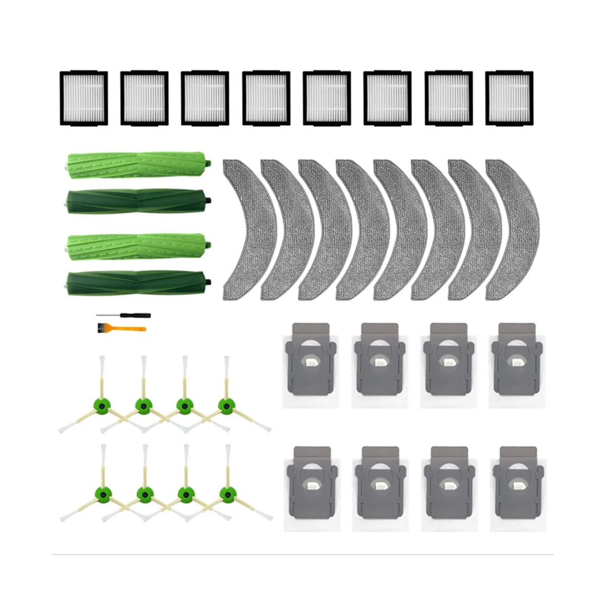 แปรง HEPA สำหรับ J7คอมโบ + หุ่นยนต์ดูดฝุ่นถุงหูรูดอุปกรณ์เสริมอะไหล่ผ้าซับตัวกรอง