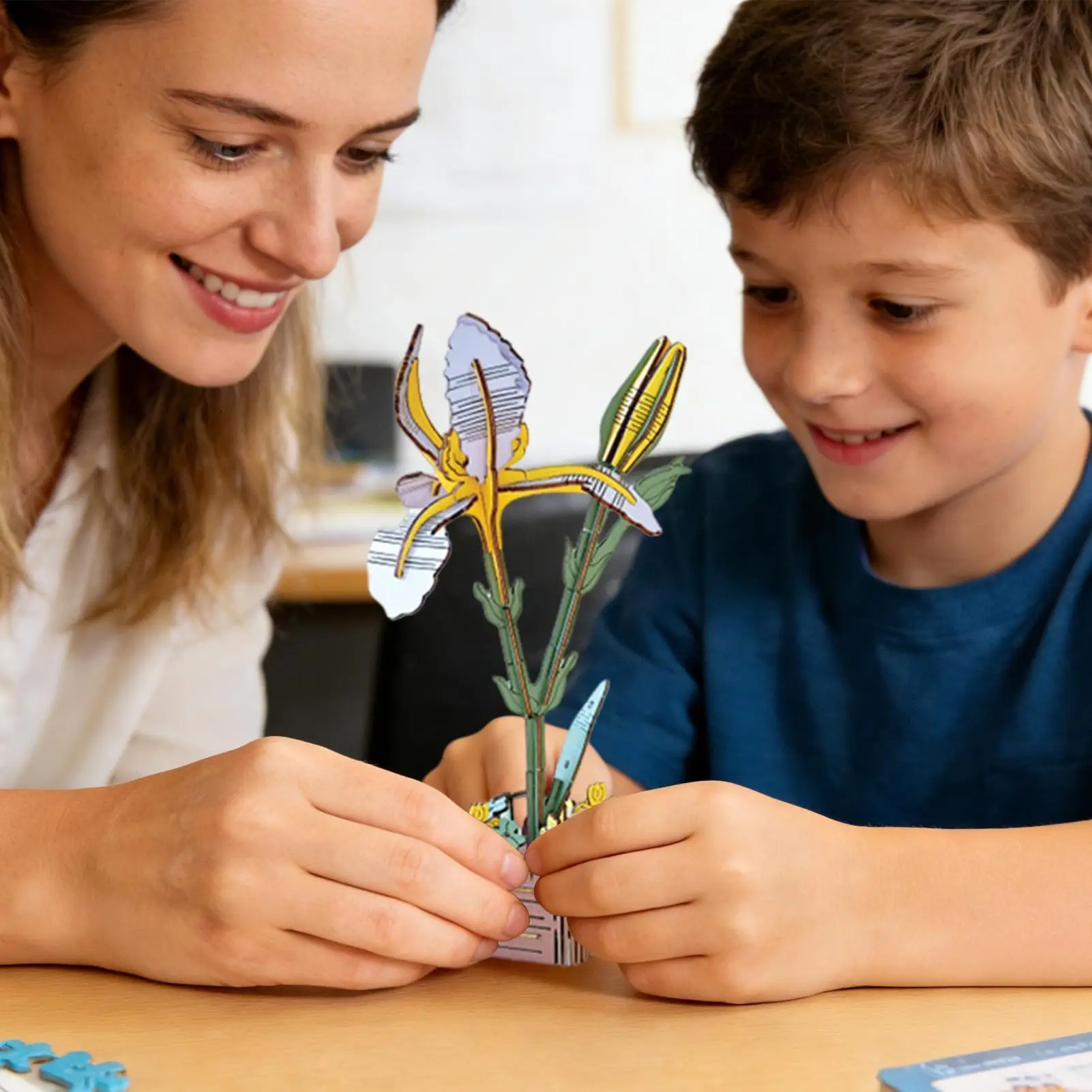 

3D Wooden Puzzle Flower Building Craft Kit Wooden Puzzle For Kids Home Decor Relaxation Shelf Display Table Centerpiece