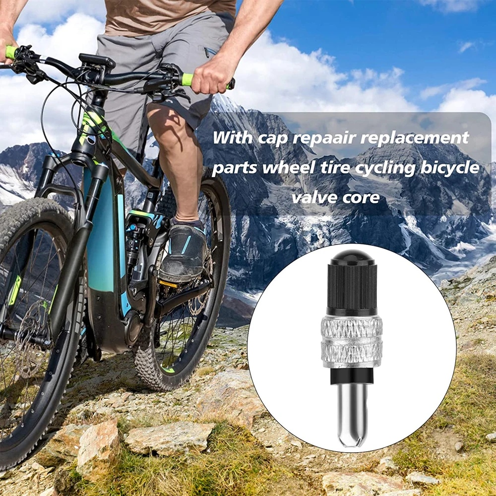 10Pcs Bike Valve Core Set Compatible with Wood Dunlop Dutch Bike Tyre Replacement Copper Silver Bicycle Parts Bike Tools
