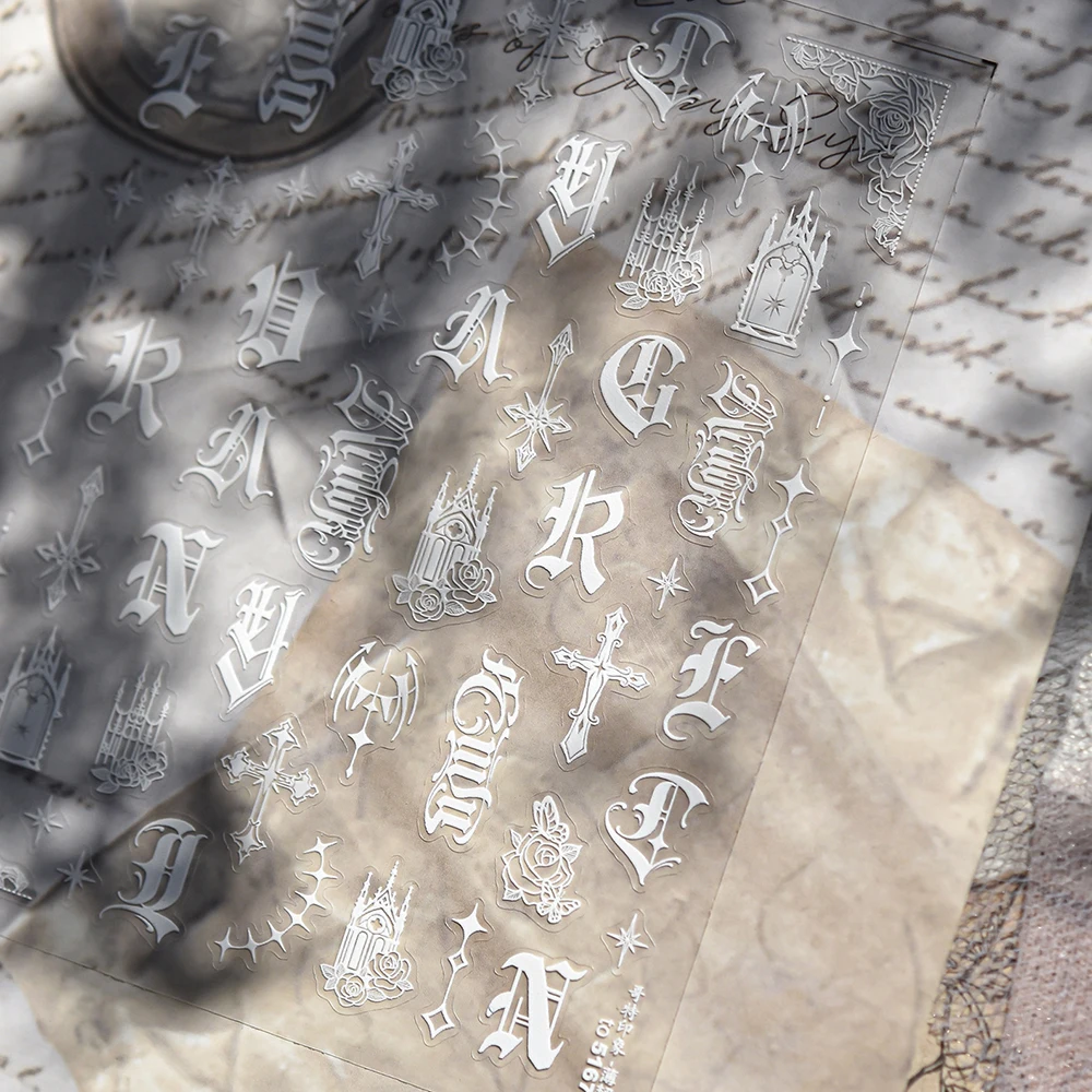 Donkere gotische nail art-stickers voor manicure DIY vrouwen thuis nagelontwerp duisternis letters cijfers Europese Y2K decoratie slider