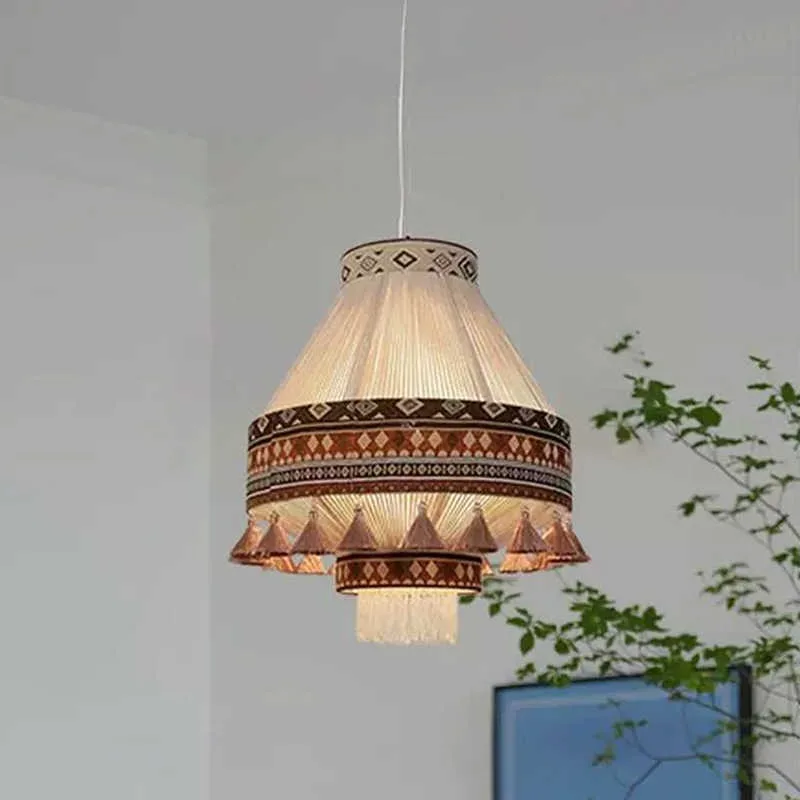 

Japanese Wabi Sabi Pendant Lights Simple Retro Restaurant Homestay Zen Style Tea Room Cafe Parlor Woven LED Lighting Fixtures