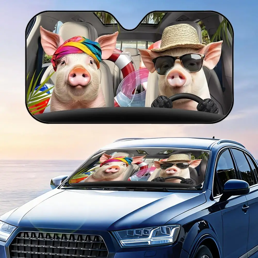 

Забавный солнцезащитный козырек в виде свиньи, многоразовый, из алюминиевой фольги, с защитой от УФ-излучения, трехслойная теплоизоляция, солнцезащитный экран для лобового стекла