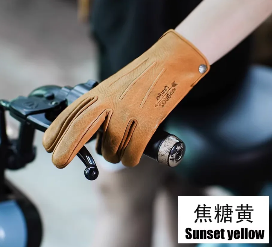 Uglybros Leather Motorcycle Gloves Retro Motocross Vintage Touch Screen Riding Biker Moto Gloves Motorbike Full Finger Gloves