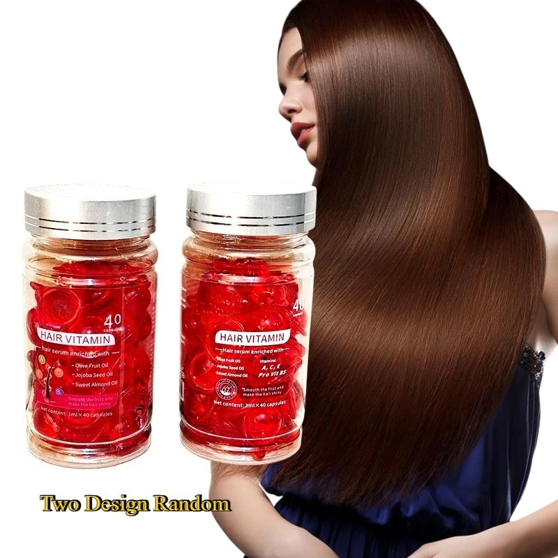 1/3/5 صندوق الجينسنغ الشعر فيتامين كبسولة جوهر الكيراتين مجمع النفط السلس لامعة بذور الجوجوبا النفط العناية بالشعر مصل 40 قطعة/صندوق #1