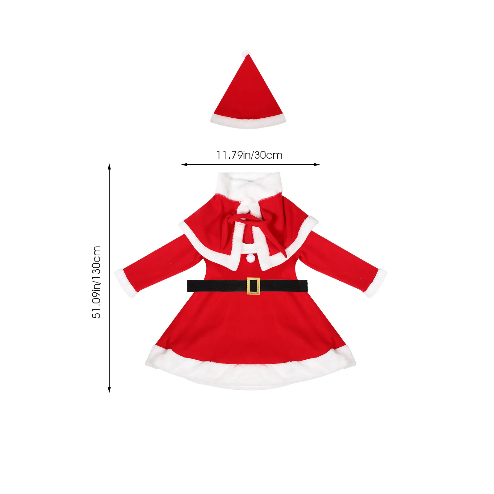 1Set Party Dress For Girls For Christmas Photoshoot Outfit Santa Costume Warm Soft Comfortable Detailed Workmanship