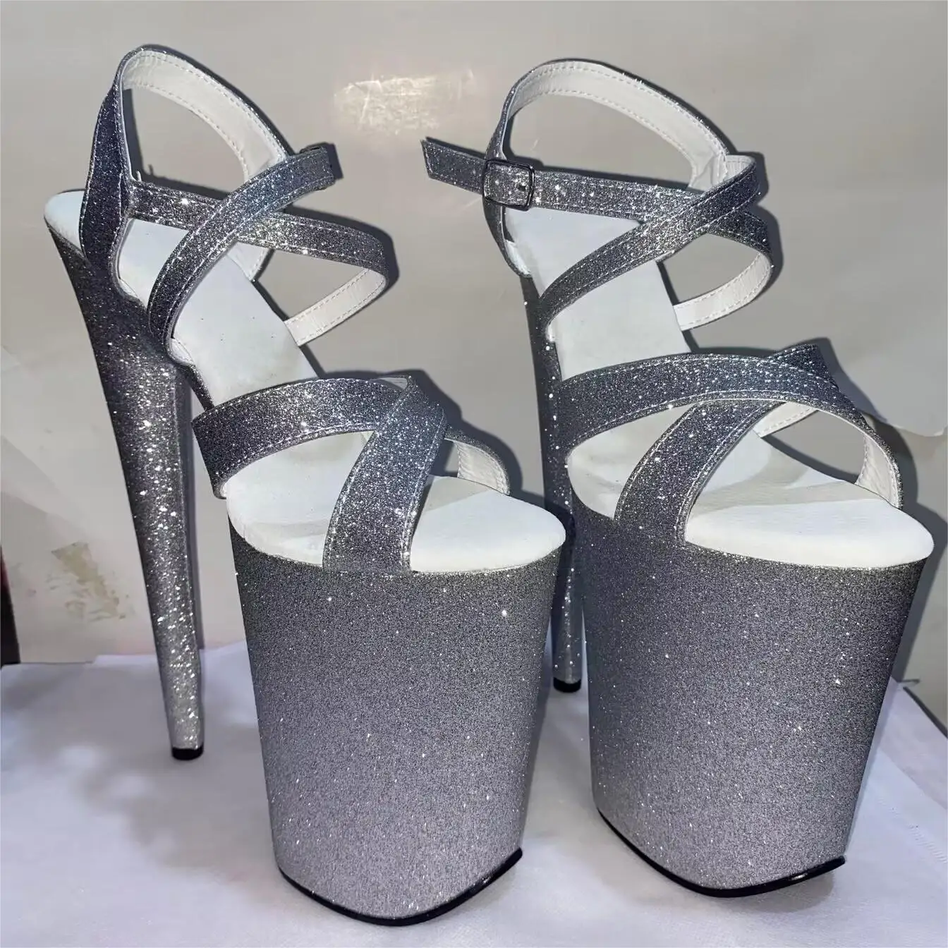 9 inch high heel sandals, cross sequined shoes bread and 23 cm stiletto shoes, sexy model pole dancing cool runway shoes