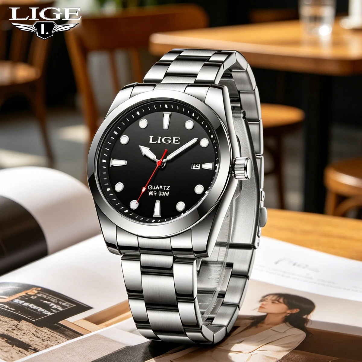 

LIGE Luxury Quartz Men Watches Top Brand Business Calendar Men Watch Original Stainless Steel Man Watch Sport Relogios Masculino