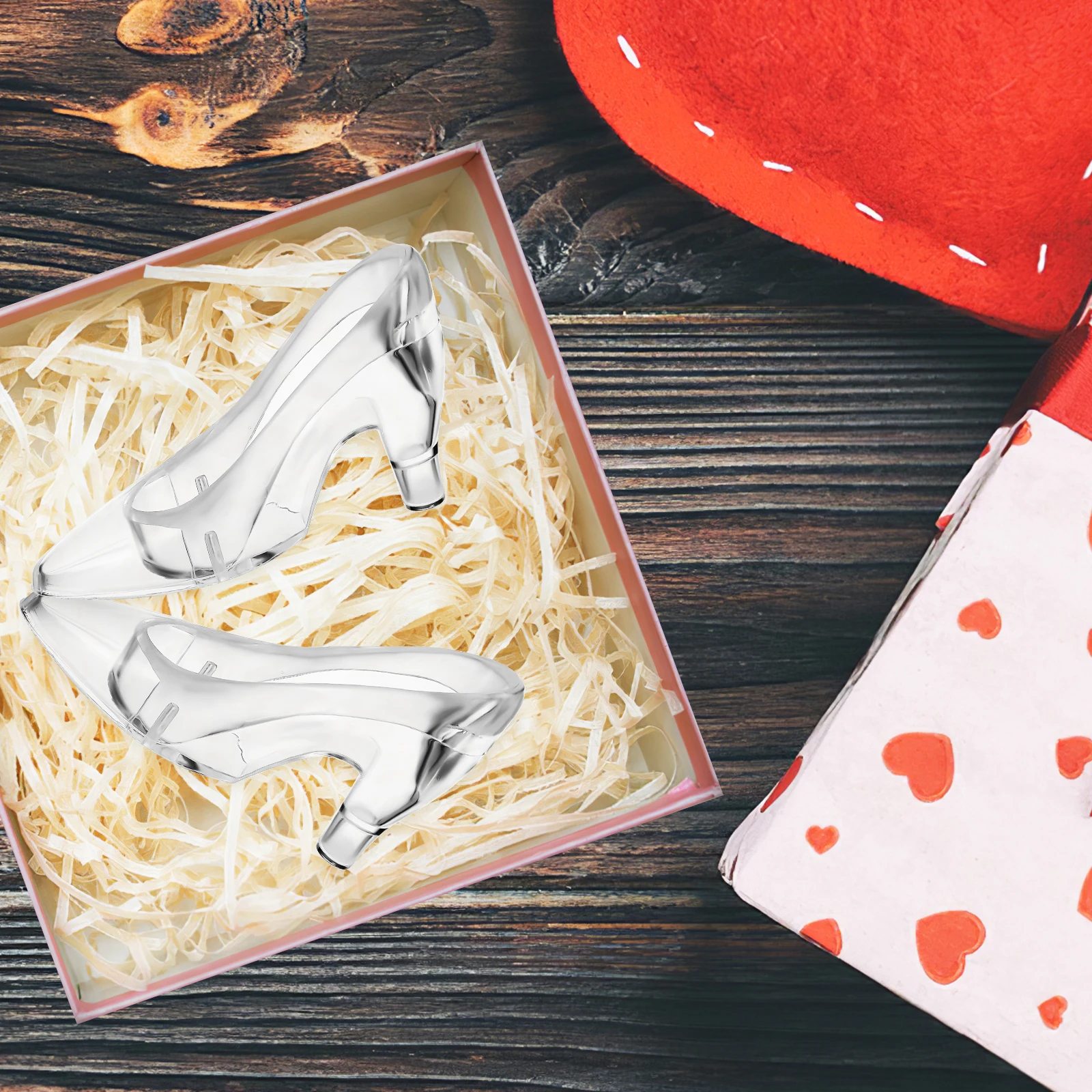 

12pcs Crystal Shoe Decor Transparent High Heel Ornaments For Desktop Princess Decorative Slipper Ornament Accessories