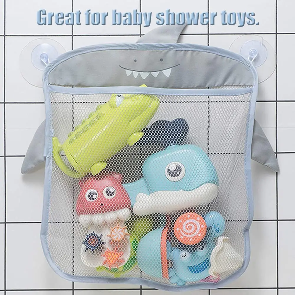 Cartoon Hängen Bad Spielzeug Lagerung Baby Badezimmer Mesh Tasche mit Sauger Badewanne Spiel Spielzeug Halter Tier Formen Tuch Hängenden Korb