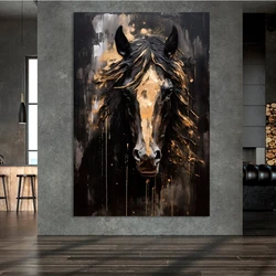 Beautiful Animal Horse Canvas Animal Pattern Decorative Wall Art Abstract Art Watercolor Colorful Horse Galloping Canvas Print