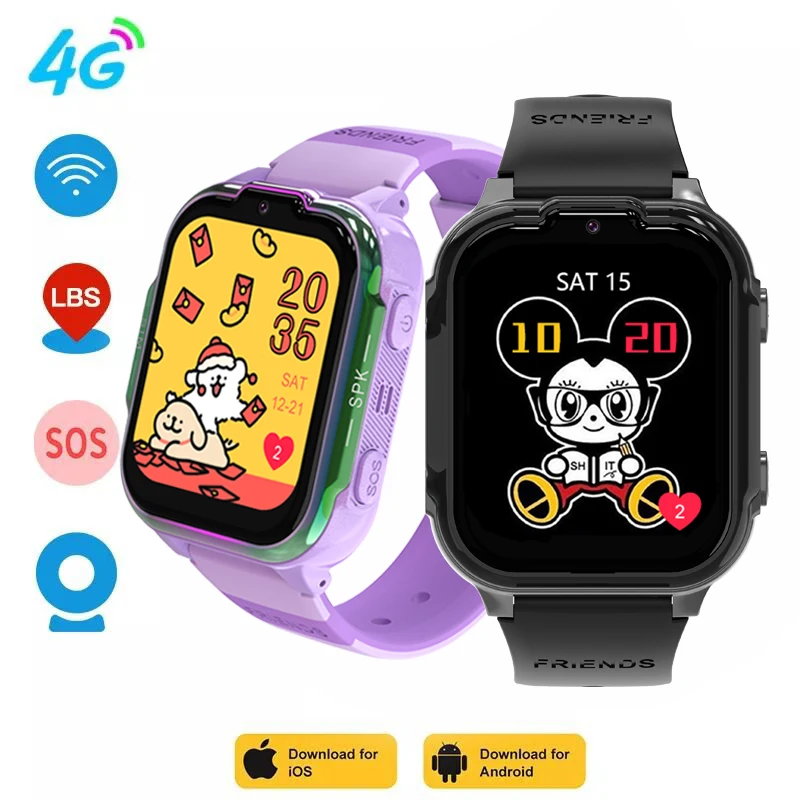 2024 For Xiaomi 4G Children Smart Watch GPS Track Video Call Camera SOS Waterproof Display Location LBS Tracker Smart Watch Kids 