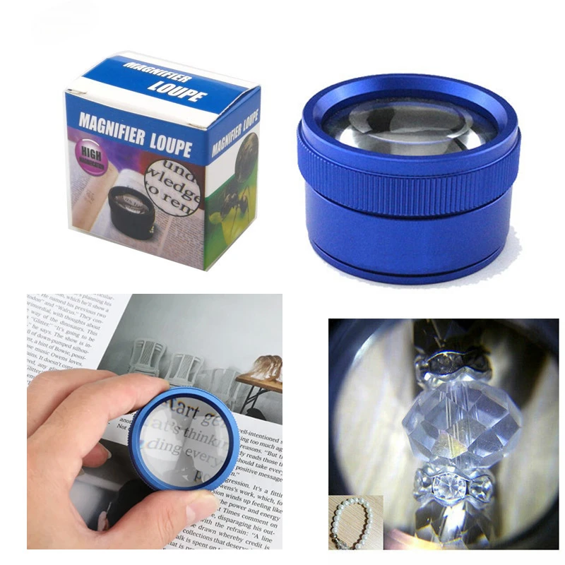 Premium 30X 40mm Measuring Magnifier HD Magnifying Optical Glass Lens Loop Microscope For Coins Stamps Jewelry Mini Pocket Loupe