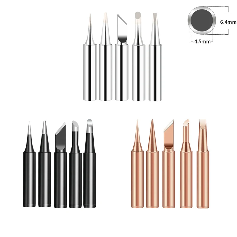 5 pz 900M-T rame puro saldatore punta punte a saldare testa di saldatura strumenti di saldatura ferro I + B + K + 2.4D + 3C parti dello strumento di