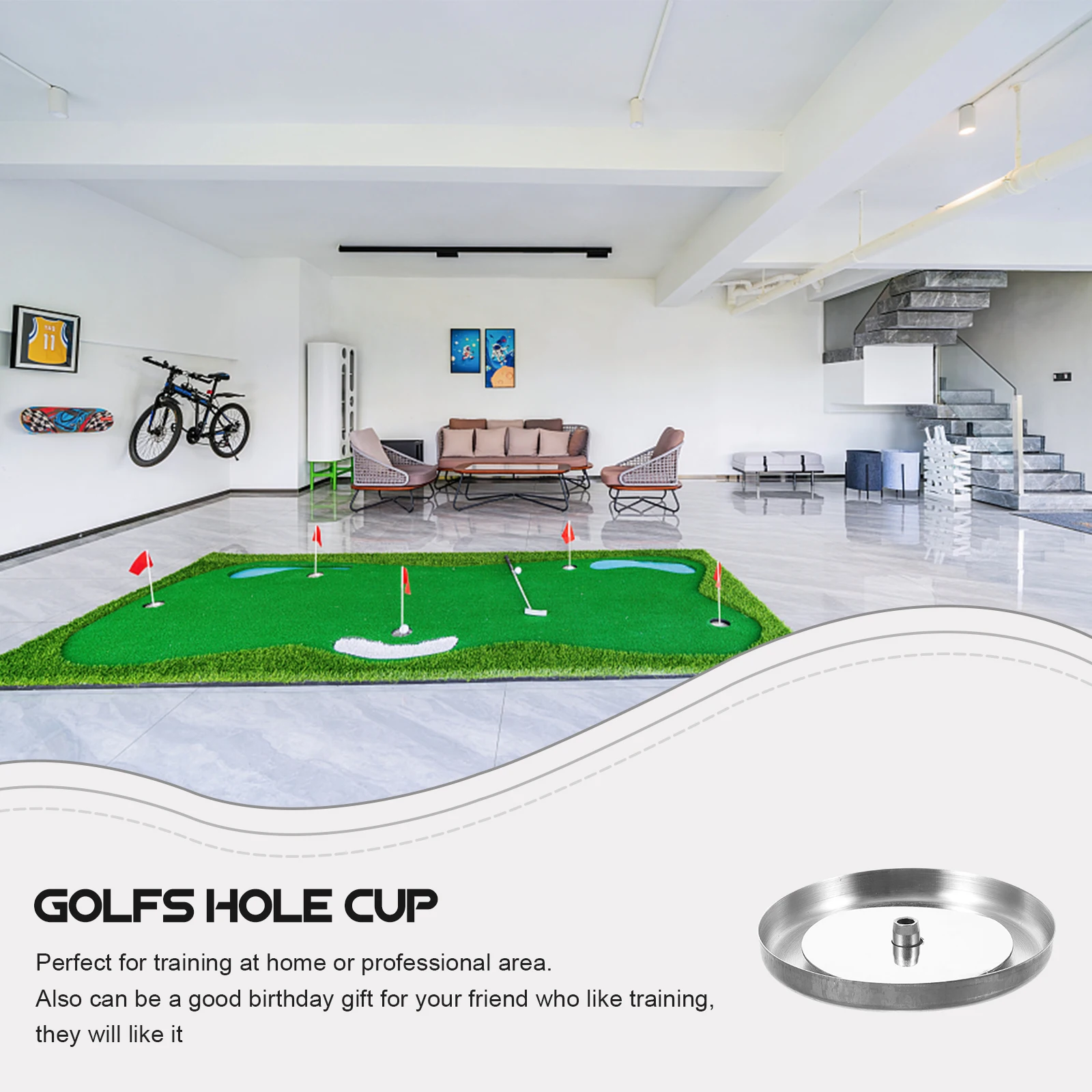 

Stainless Steel Golf Hole Cup 1 3CM Mini Practice Putting Green Cups Flags Ideal Gift Training Enthusiast Backyard Fun Family