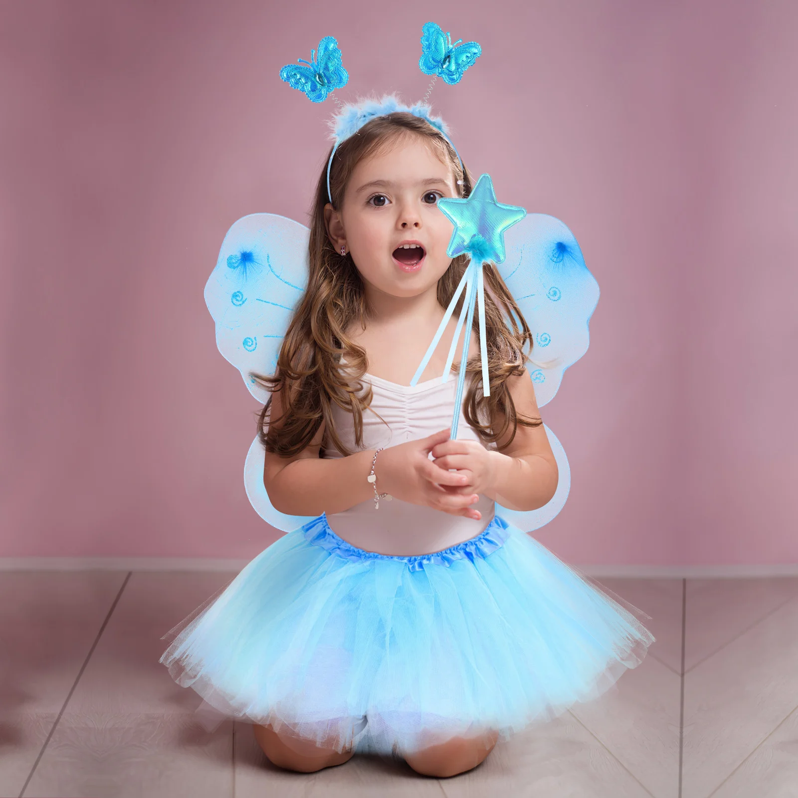 

Butterfly Wings Set Gauze Girls Costume Set Clothes Four Piece Girl'S Fairy Clothes Fairy Costume Cosplay Costumes