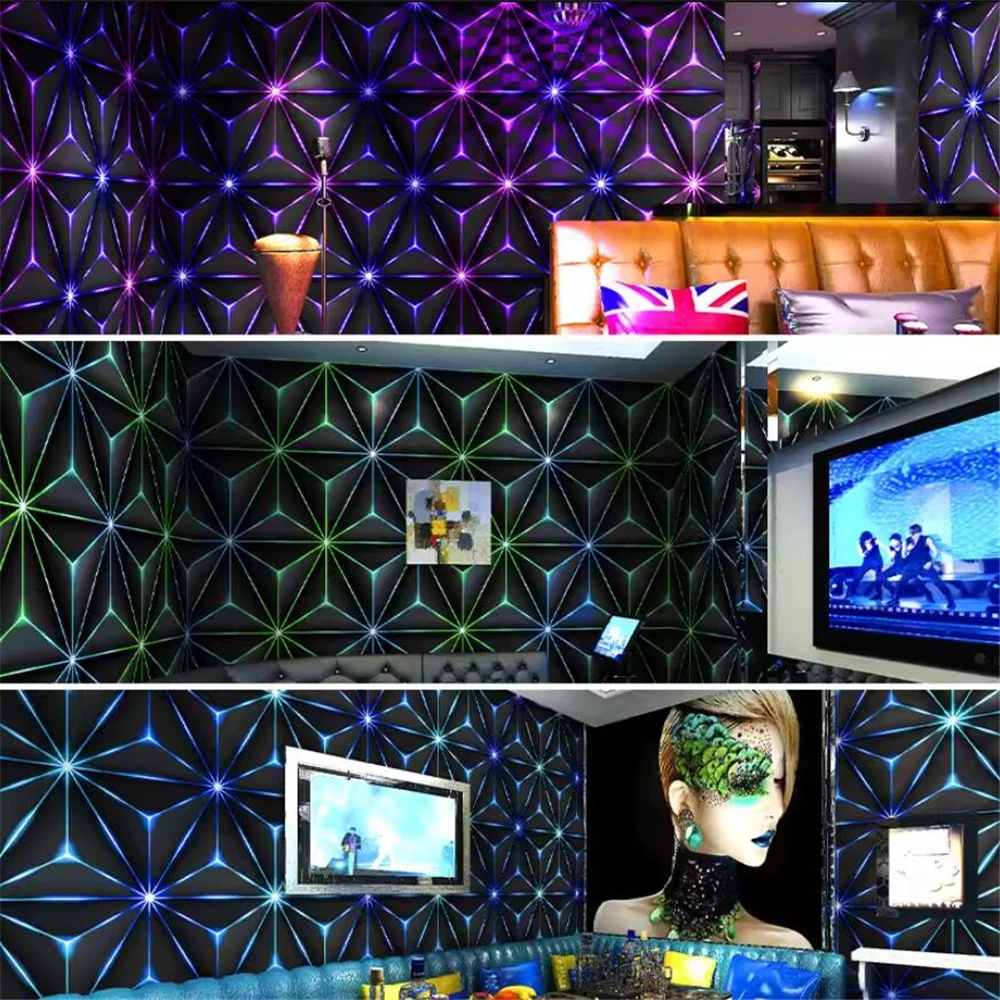 KTV papel tapiz para salón de canto, Flash 3D, barra luminiscente reflectante, habitación privada, decoración del hogar, tecnología de ciencia,