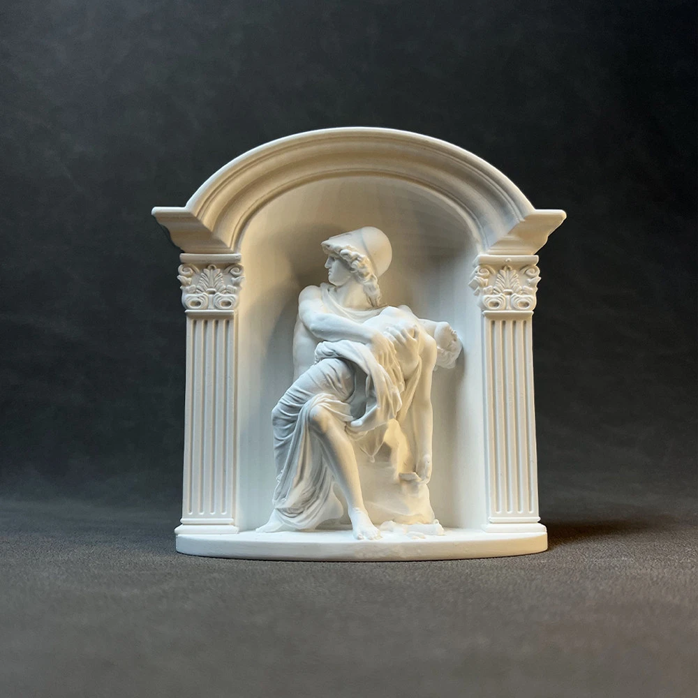 Estatua Clásica de la Mitología Griega, Escultura de Yeso de Aquiles y Penthesilea, Decoración para el Hogar, Figura Estética Greco-Romana para Estante de Oficina