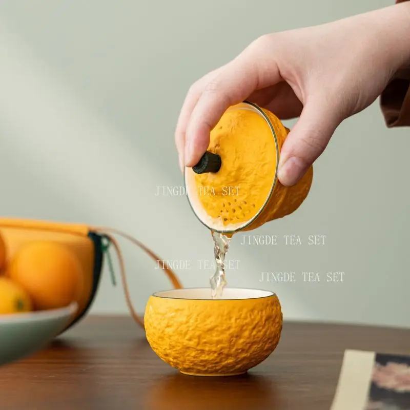 Portable Ceramic Tea Set Personal Use Only 1 Pot, 1 Cup Tea Tasting Cup Chinese Style Tea Infuser Kungfu Drinking Utensils