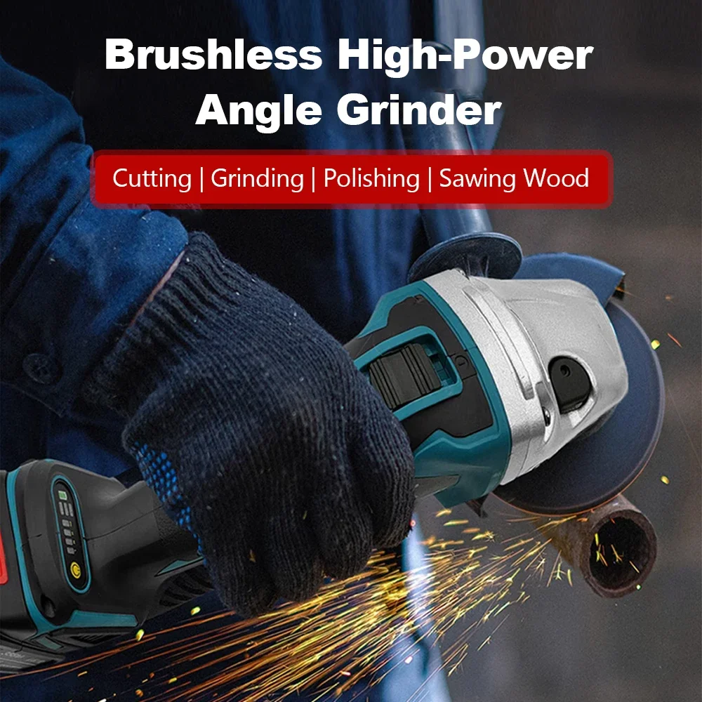 Cordless Electric Angle Grinder 100mm 125mm Brushless Variable Speed Cutting Polish Power Tool For Makita 18V Lithium Battery