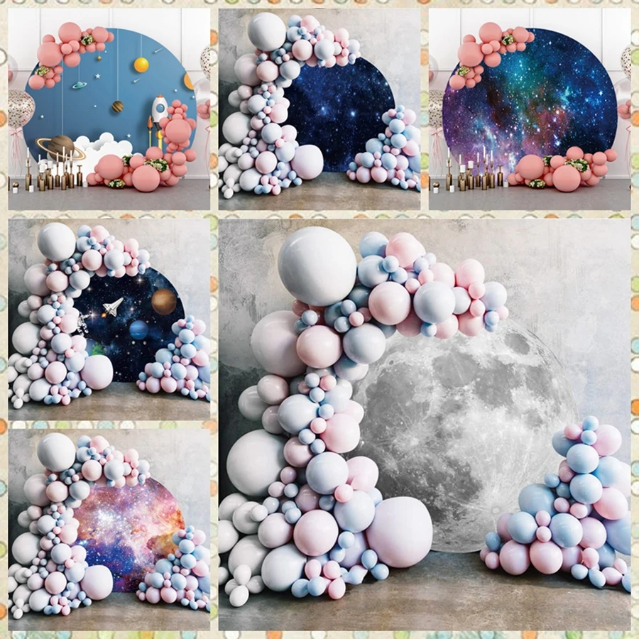 

Fantasy universe round photography background moon starry sky nebula boy girl birthday party party decoration background round