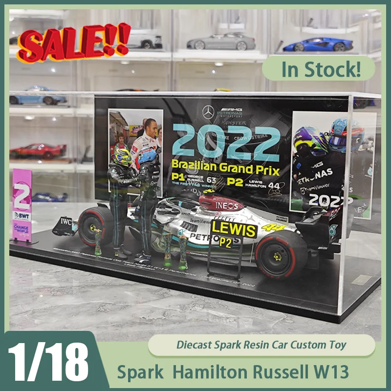 

New In Stock Spark 1:18 Hamilton Russell Double Figure f1 W13 2022 Brazil Grand Prix Resin Model Miniature Diecast Custom Toy